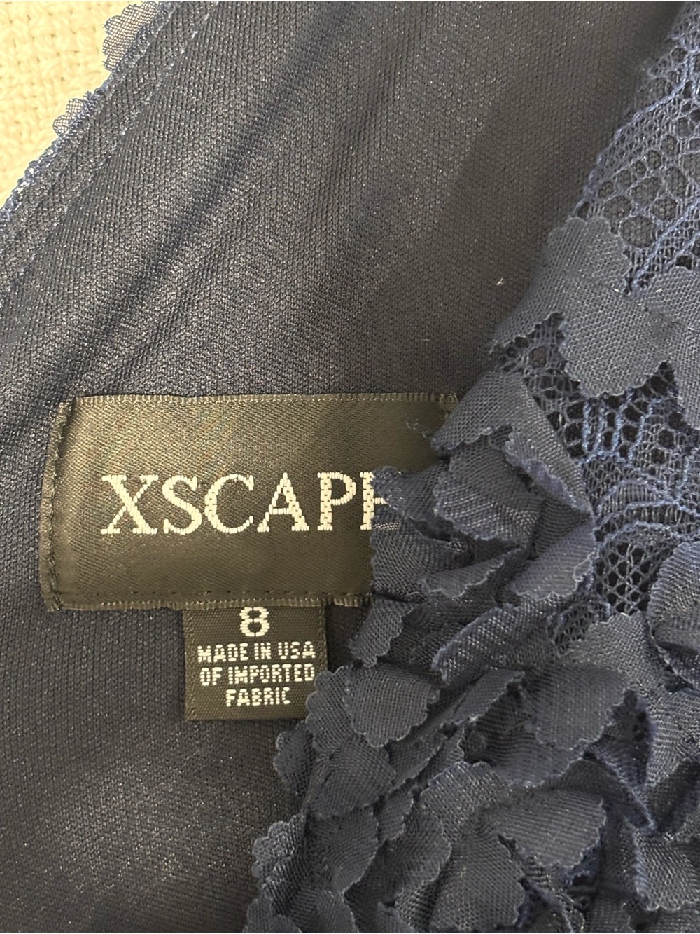 🩵Xscape Navy Floral Lace Midi Dress - Picture 4 of 10
